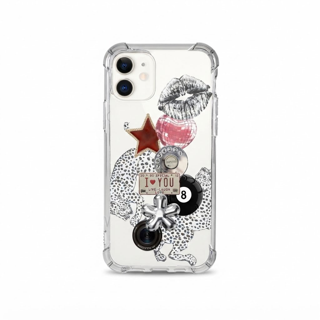 WHITE LIP Printed Transparent Case